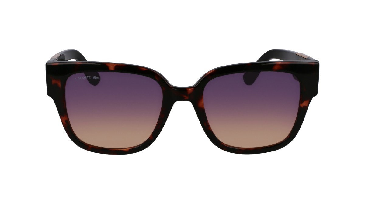 Sonnenbrillen Lacoste L6044S (272) farbe havana beige form quadratisch gläser gradient violet/rose