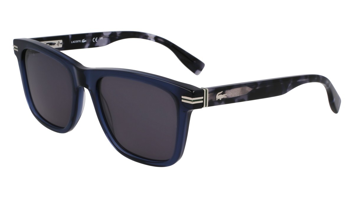 Sonnenbrillen Lacoste L6045S (410) farbe transparent blue form rechteckig gläser grey