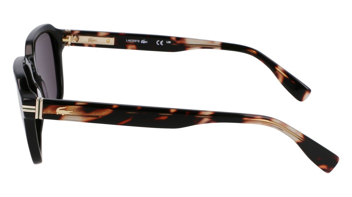 Sunglasses Lacoste L6046S (006) color black/havana shape rectangle lenses solid grey