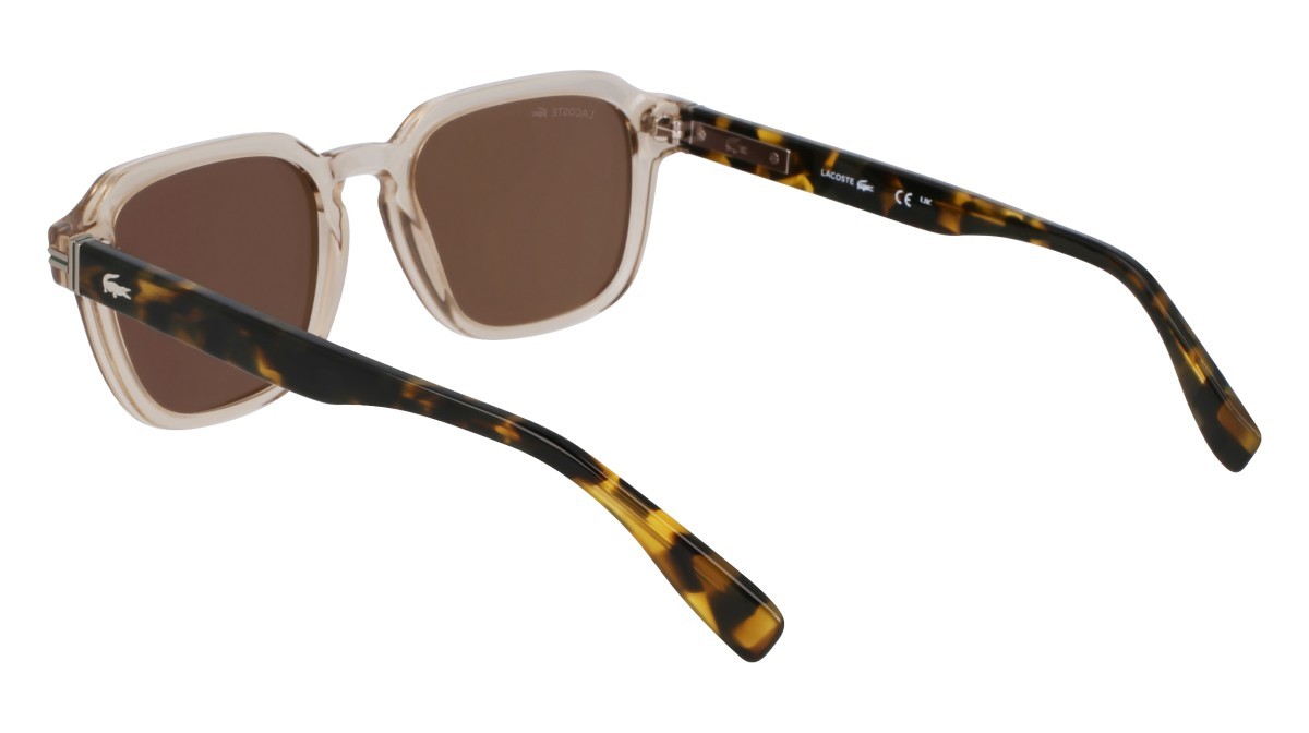 Occhiali da sole Lacoste L6046S (264) colore sand/havana forma rettangolare lenti solid brown