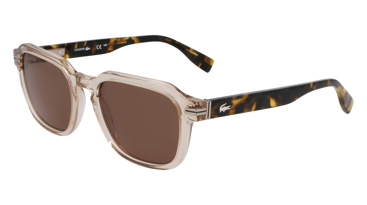 Occhiali da sole Lacoste L6046S (264) colore sand/havana forma rettangolare lenti solid brown