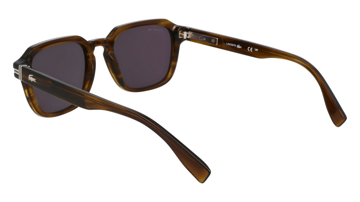 Sunglasses Lacoste L6046S (275) color striped khaki shape rectangle lenses solid grey