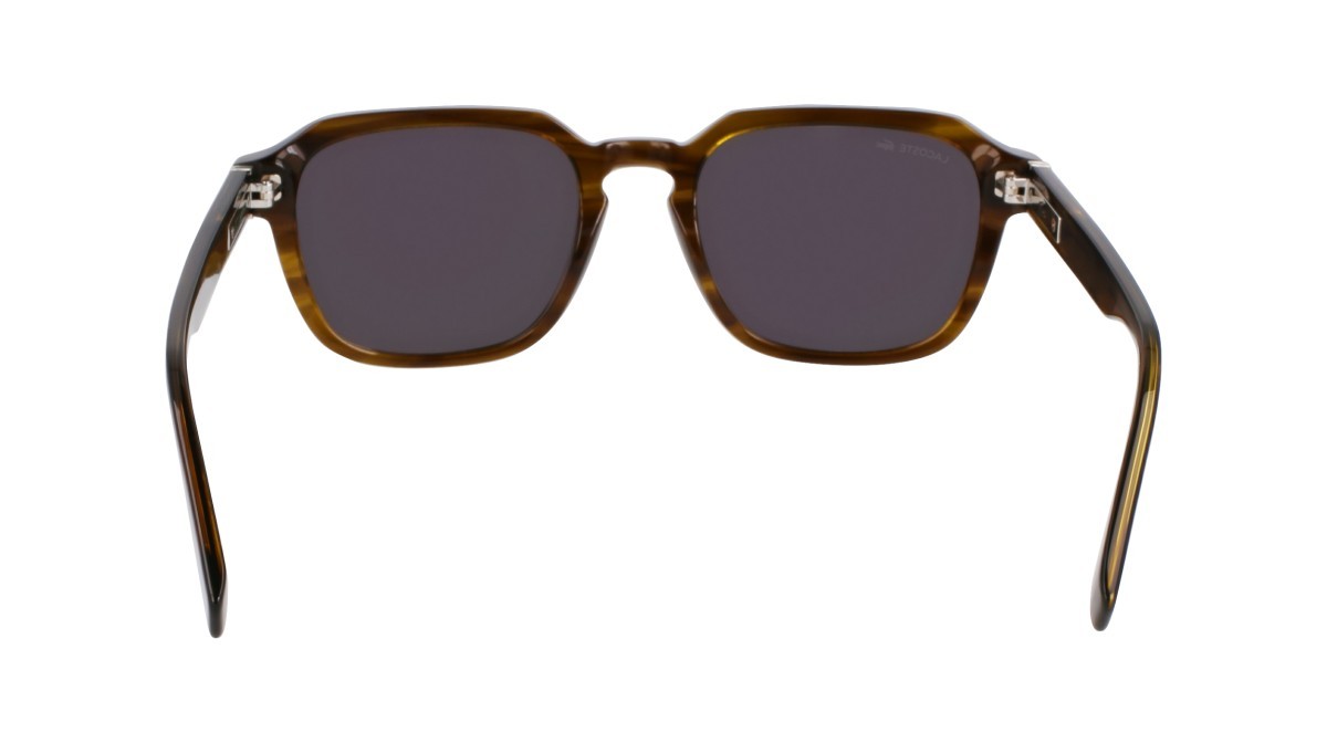 Sunglasses Lacoste L6046S (275) color striped khaki shape rectangle lenses solid grey