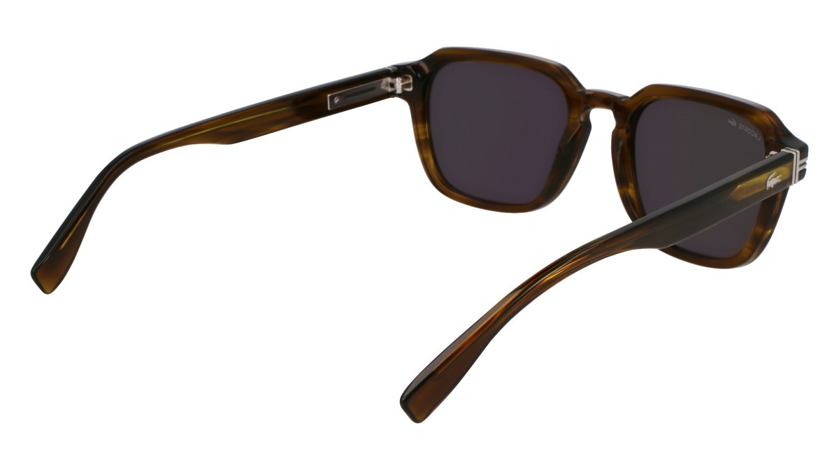 Sunglasses Lacoste L6046S (275) color striped khaki shape rectangle lenses solid grey