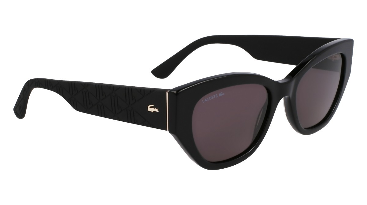 Sunglasses Lacoste L6047S (001) color black shape rectangle lenses solid grey