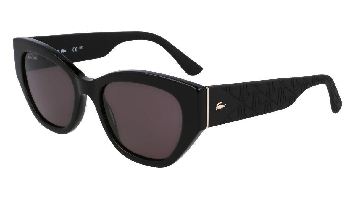 Sunglasses Lacoste L6047S (001) color black shape rectangle lenses solid grey