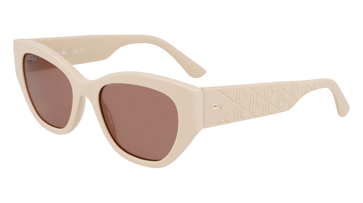 Occhiali da sole Lacoste L6047S (264) colore sand forma rettangolare lenti solid brown