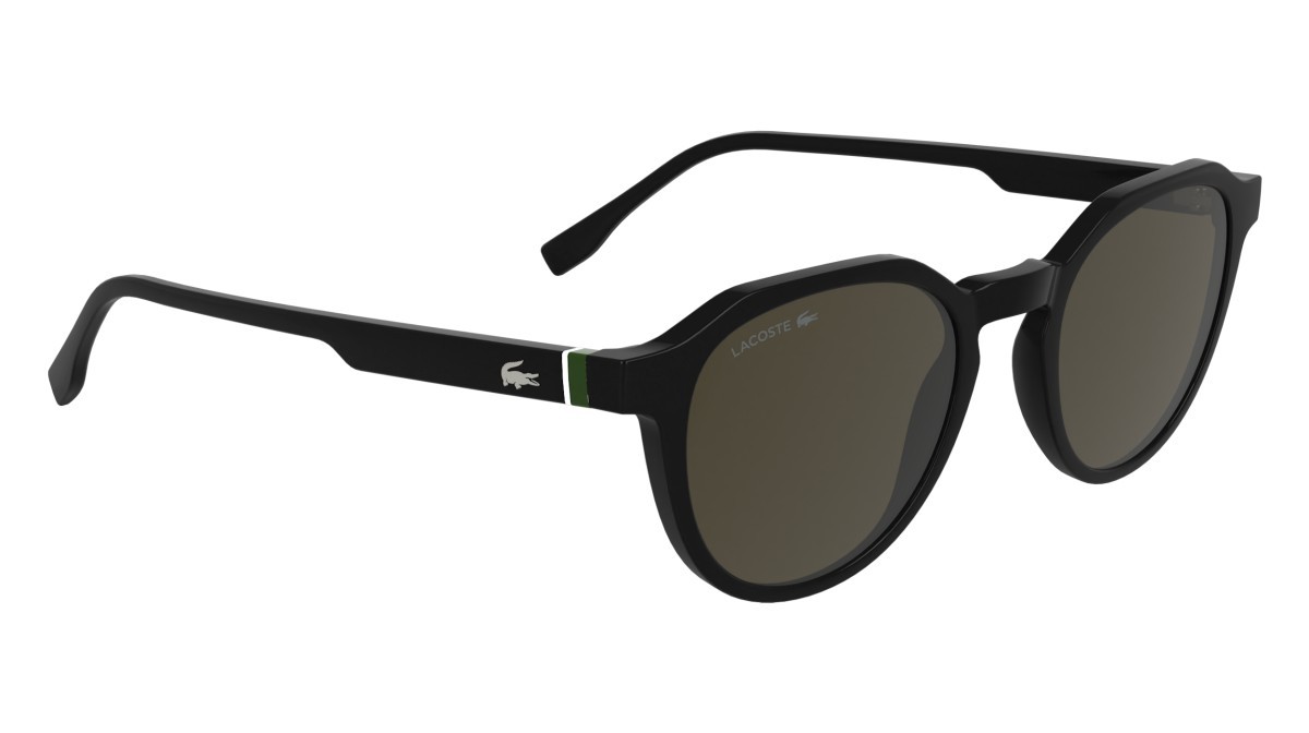 Sunglasses Lacoste L6052S (001) color black shape rectangle lenses solid brown
