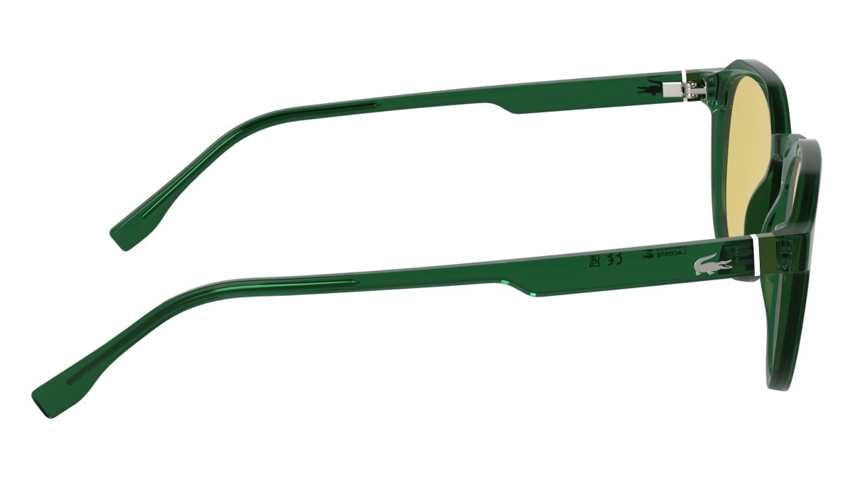 Sunglasses Lacoste L6052S (301) color transparent green shape rectangle lenses solid yellow