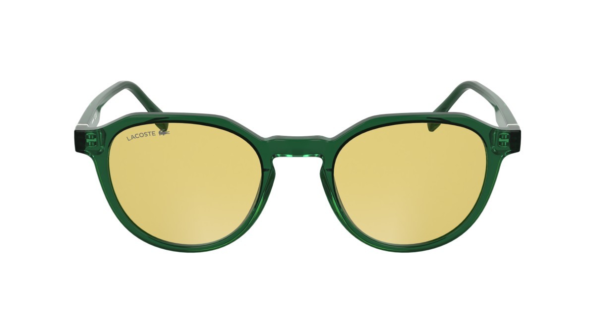 Sunglasses Lacoste L6052S (301) color transparent green shape rectangle lenses solid yellow