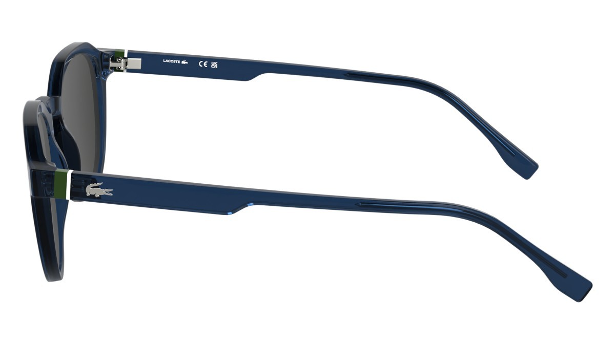 Sunglasses Lacoste L6052S (410) color transparent blue shape rectangle lenses solid grey