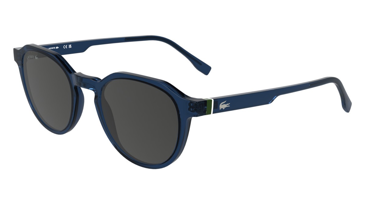 Sunglasses Lacoste L6052S (410) color transparent blue shape rectangle lenses solid grey