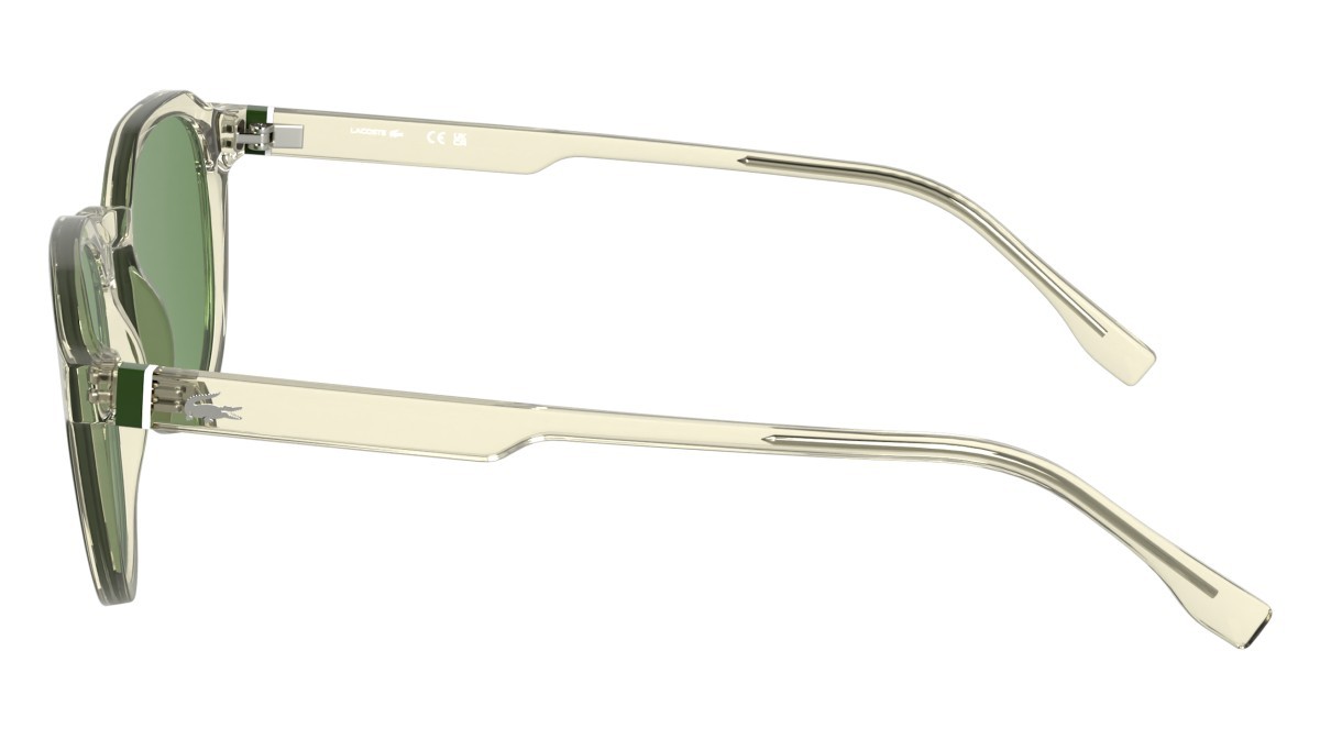 Sunglasses Lacoste L6052S (750) color transparent yellow shape rectangle lenses solid green