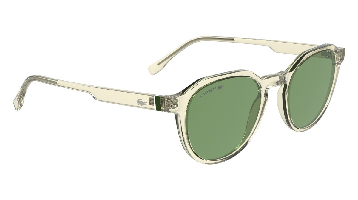 Sunglasses Lacoste L6052S (750) color transparent yellow shape rectangle lenses solid green