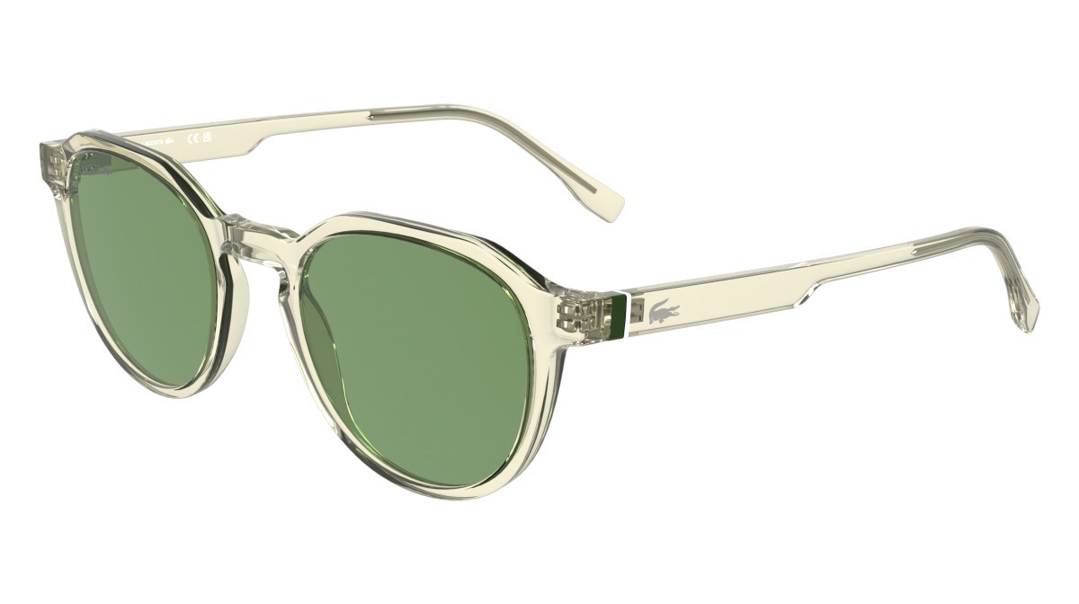 Sunglasses Lacoste L6052S (750) color transparent yellow shape rectangle lenses solid green