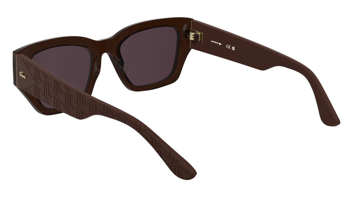 Occhiali da sole Lacoste L6053S (210) colore dark brown forma farfalla lenti solid wine