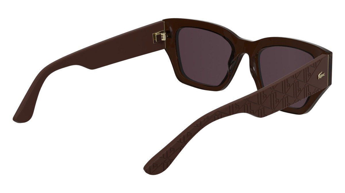 Occhiali da sole Lacoste L6053S (210) colore dark brown forma farfalla lenti solid wine