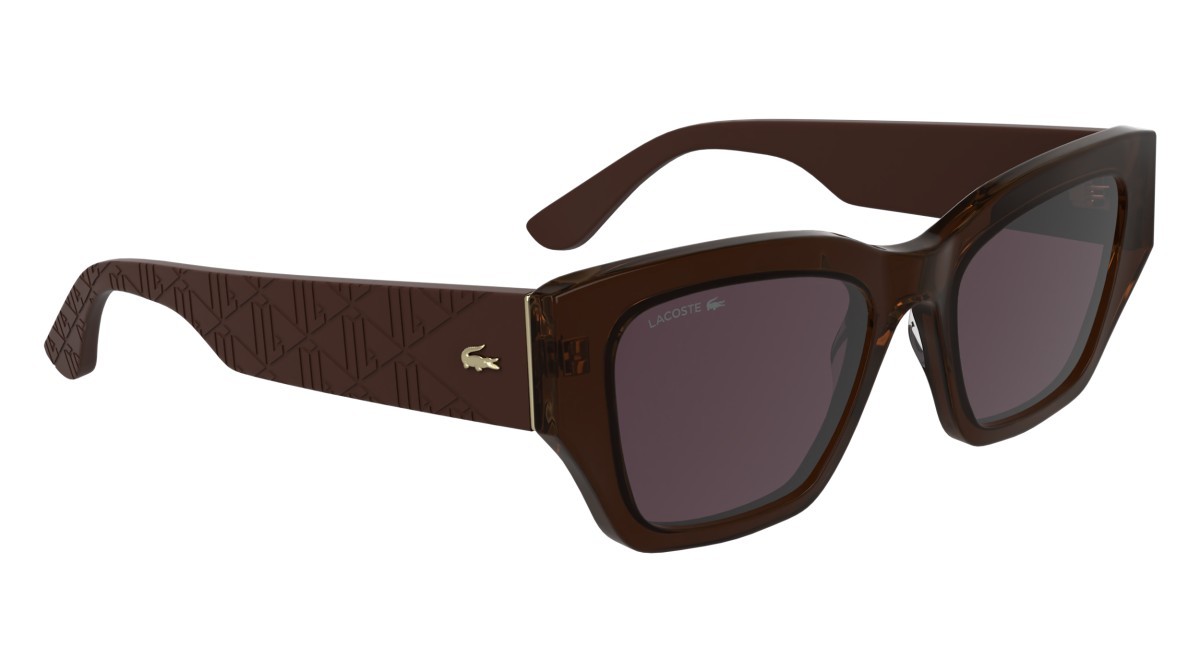 Occhiali da sole Lacoste L6053S (210) colore dark brown forma farfalla lenti solid wine