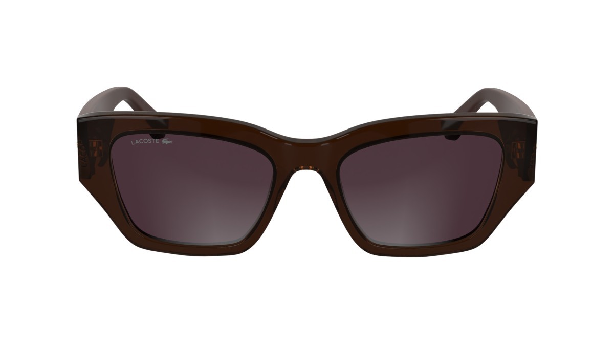 Occhiali da sole Lacoste L6053S (210) colore dark brown forma farfalla lenti solid wine