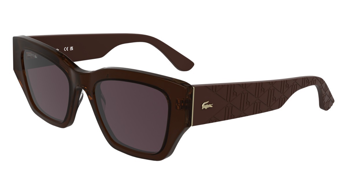 Occhiali da sole Lacoste L6053S (210) colore dark brown forma farfalla lenti solid wine