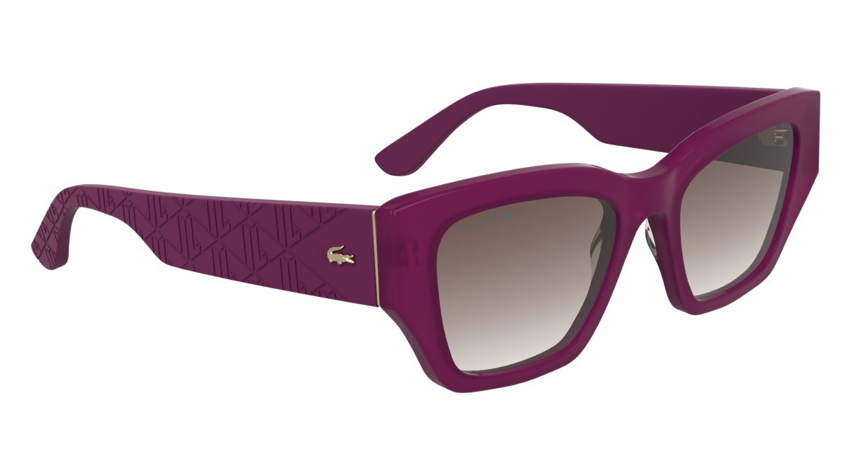 Occhiali da sole Lacoste L6053S (526) colore opaline cyclamen forma farfalla lenti gradient antique rose