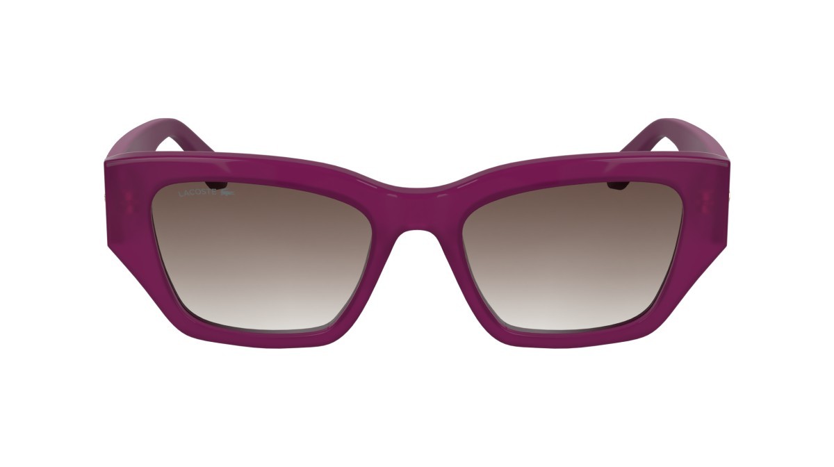 Occhiali da sole Lacoste L6053S (526) colore opaline cyclamen forma farfalla lenti gradient antique rose