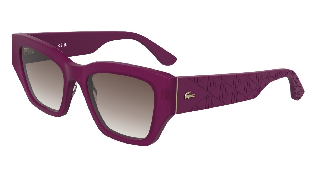 Occhiali da sole Lacoste L6053S (526) colore opaline cyclamen forma farfalla lenti gradient antique rose