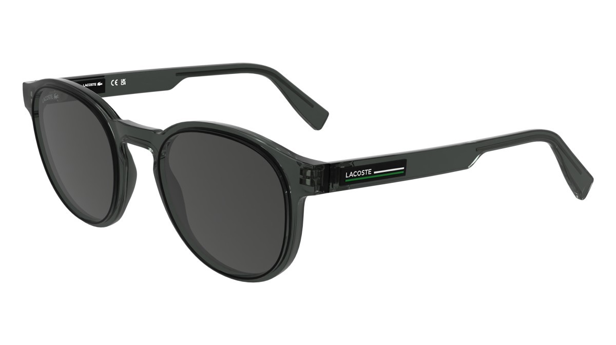 Sunglasses Lacoste L6055S (035) color transparent dark grey shape rectangle lenses solid grey