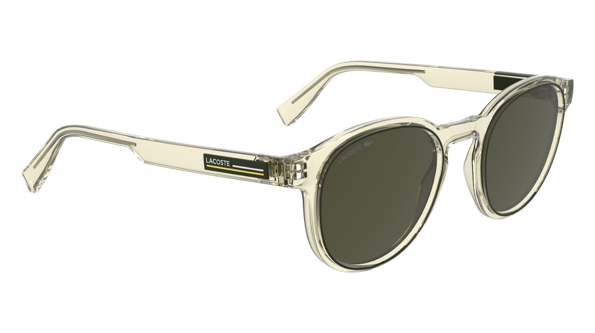 Sunglasses Lacoste L6055S (750) color transparent yellow shape rectangle lenses solid khaki