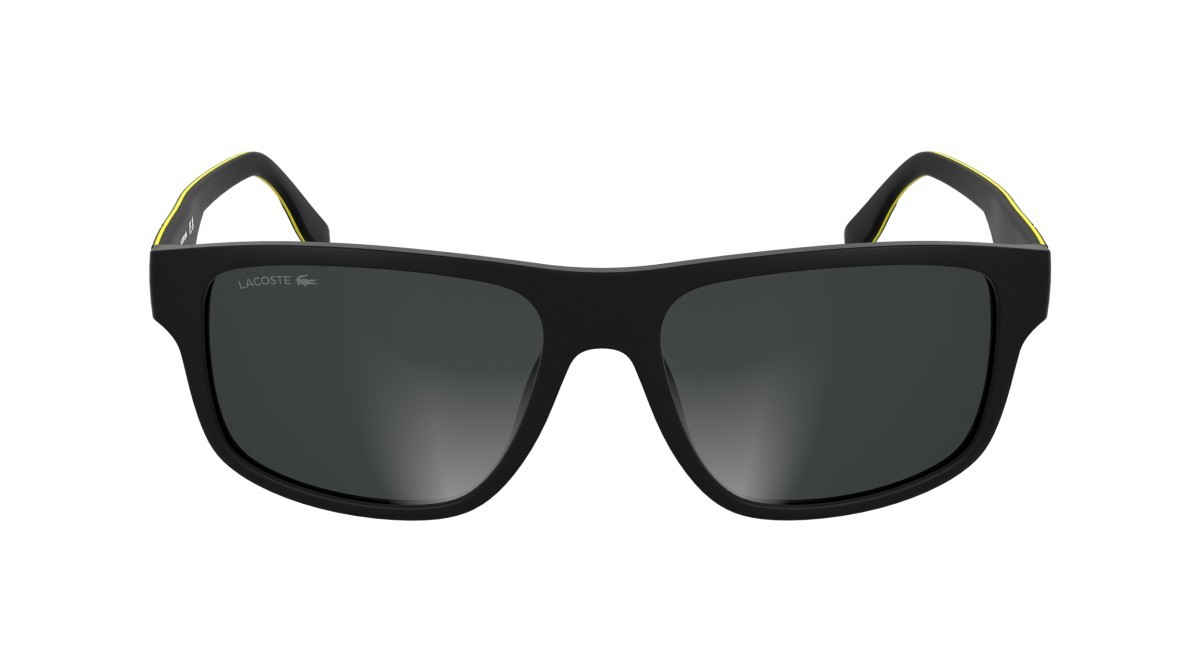 Sunglasses Lacoste L6057S (002) color matte black shape rectangle lenses solid grey