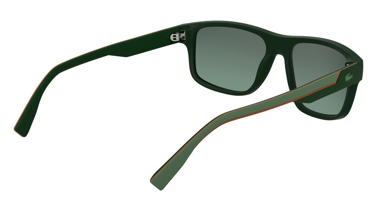 Sunglasses Lacoste L6057S (301) color matte green shape rectangle lenses gradient mirror green