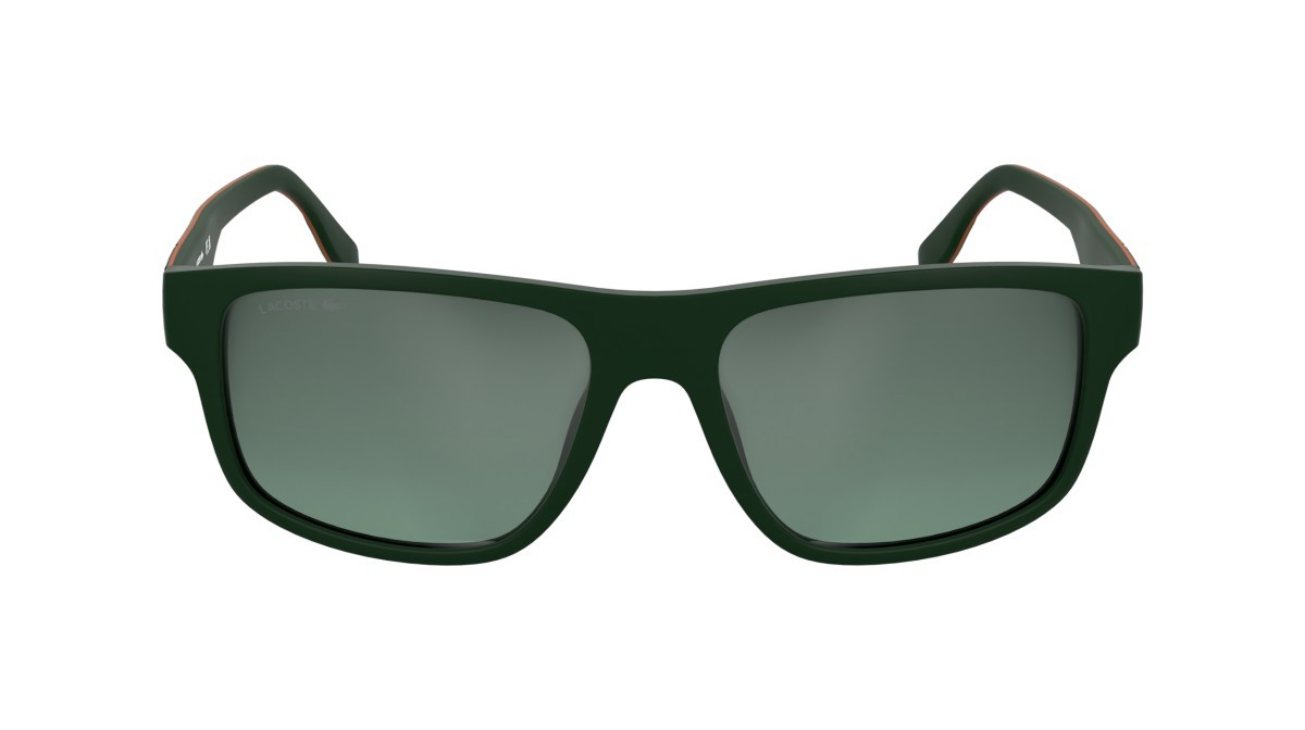 Sunglasses Lacoste L6057S (301) color matte green shape rectangle lenses gradient mirror green