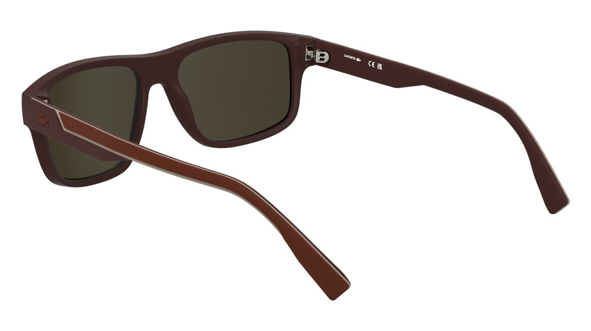 Sunglasses Lacoste L6057S (601) color matte burgundy shape rectangle lenses brown mirror