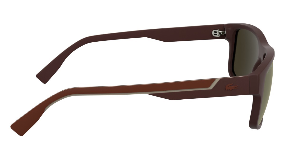 Sunglasses Lacoste L6057S (601) color matte burgundy shape rectangle lenses brown mirror