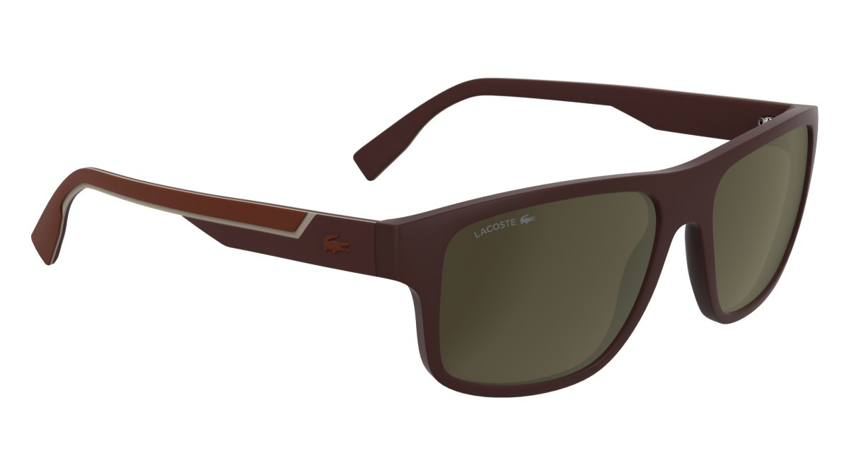 Sunglasses Lacoste L6057S (601) color matte burgundy shape rectangle lenses brown mirror