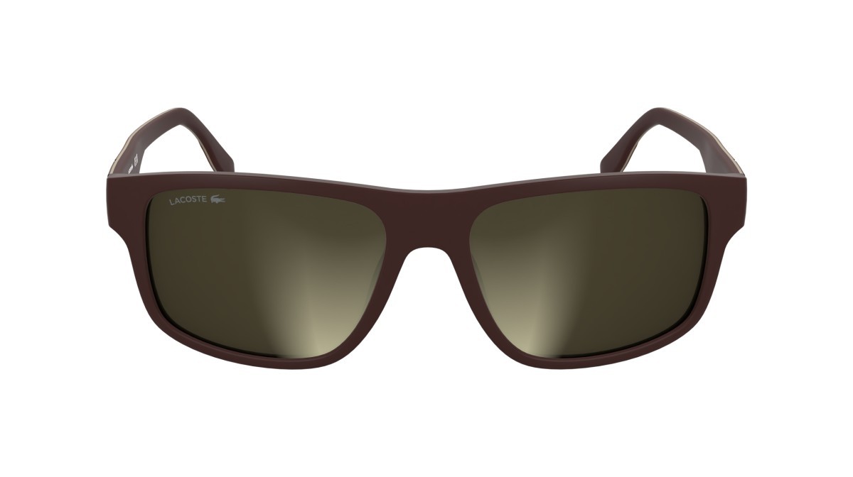 Sunglasses Lacoste L6057S (601) color matte burgundy shape rectangle lenses brown mirror