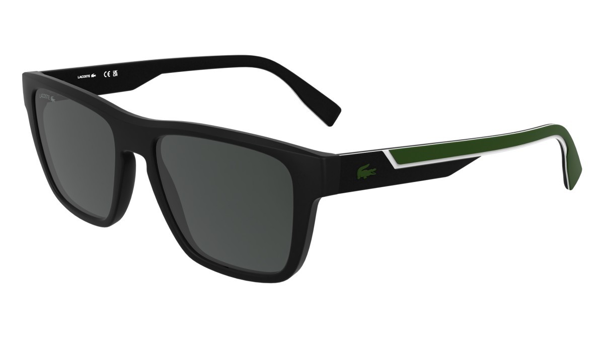 Sunglasses Lacoste L6058S (002) color matte black shape rectangle lenses solid grey