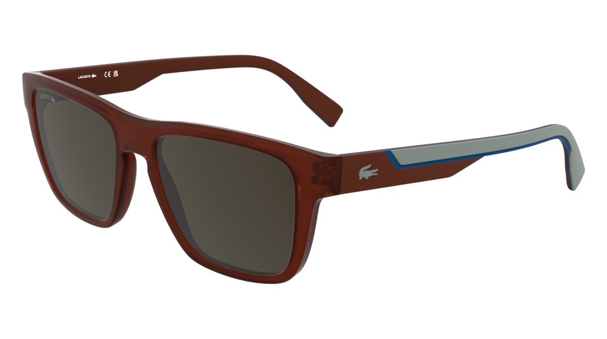 Sunglasses Lacoste L6058S (615) color matte red shape rectangle lenses solid brown