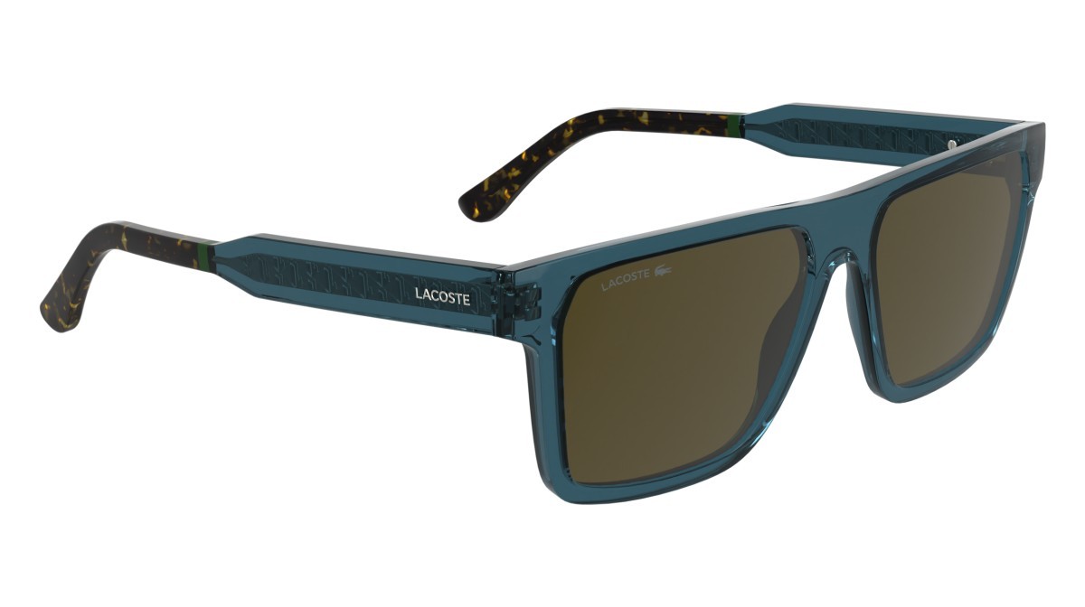 Sunglasses Lacoste L6059S (410) color transparent blue shape rectangle lenses solid khaki