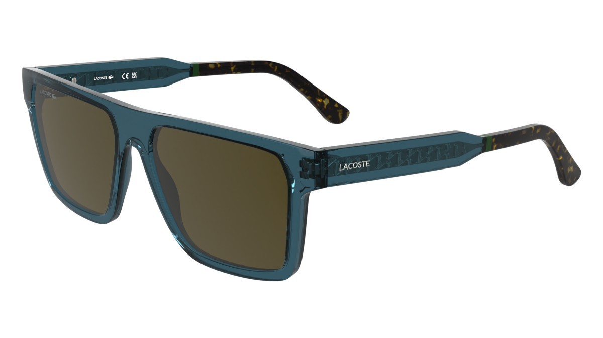 Sunglasses Lacoste L6059S (410) color transparent blue shape rectangle lenses solid khaki