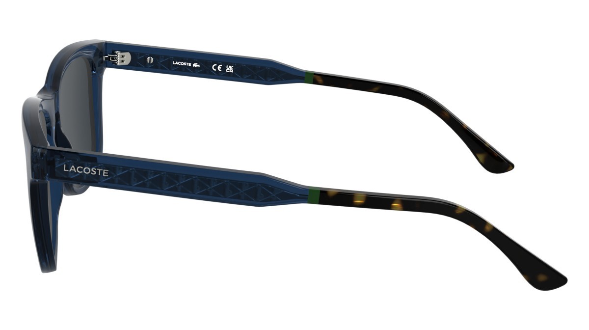 Sunglasses Lacoste L6060S (410) color transparent blue shape rectangle lenses grey