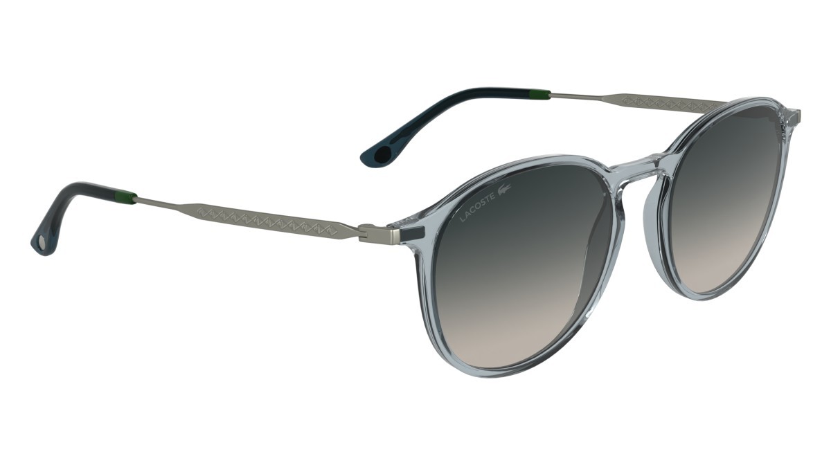 Sunglasses Lacoste L6061S (038) color tranparent light  grey shape rectangle lenses blue light rose gradient