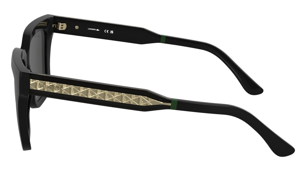 Sunglasses Lacoste L6063S (001) color black shape rectangle lenses solid grey