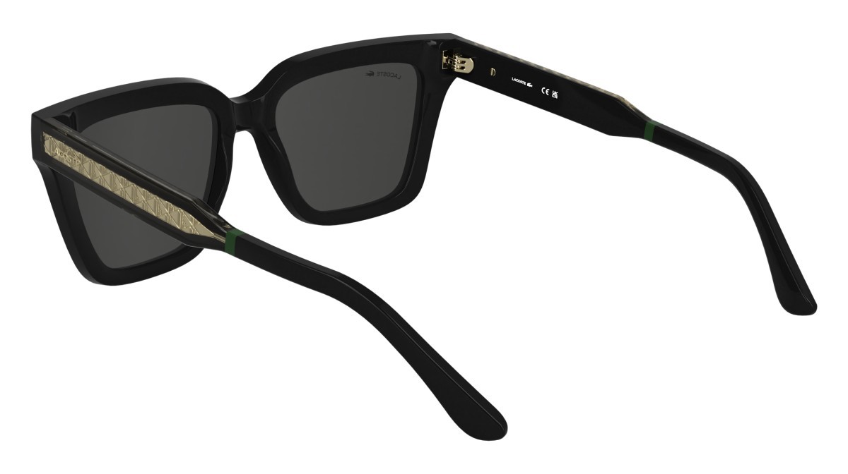 Sunglasses Lacoste L6063S (001) color black shape rectangle lenses solid grey
