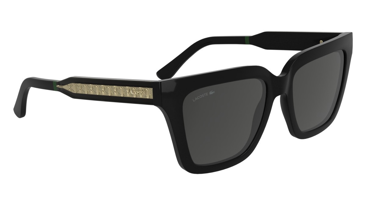 Sunglasses Lacoste L6063S (001) color black shape rectangle lenses solid grey