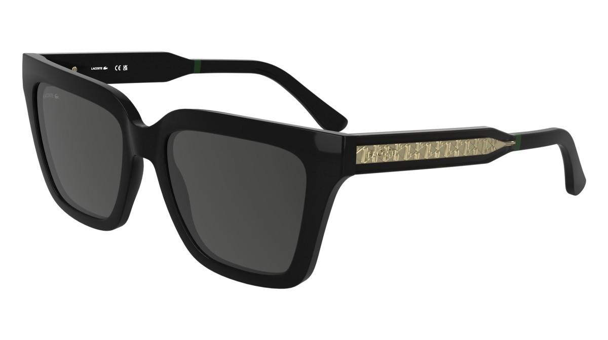 Sunglasses Lacoste L6063S (001) color black shape rectangle lenses solid grey