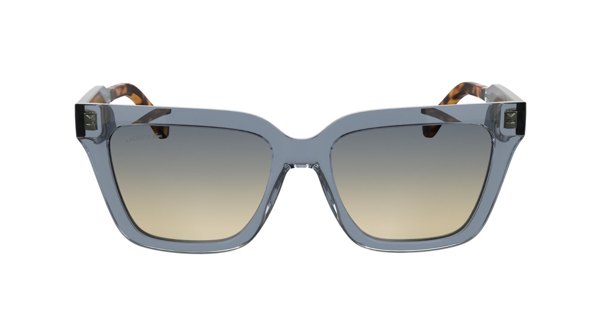 Sunglasses Lacoste L6063S (038) color transparent light grey shape rectangle lenses gradient azure nude