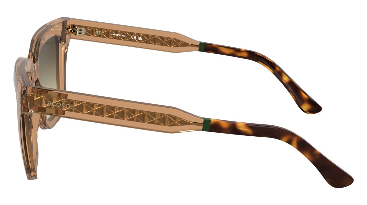 Sunglasses Lacoste L6063S (204) color transparent brick shape rectangle lenses gradient brown light nude