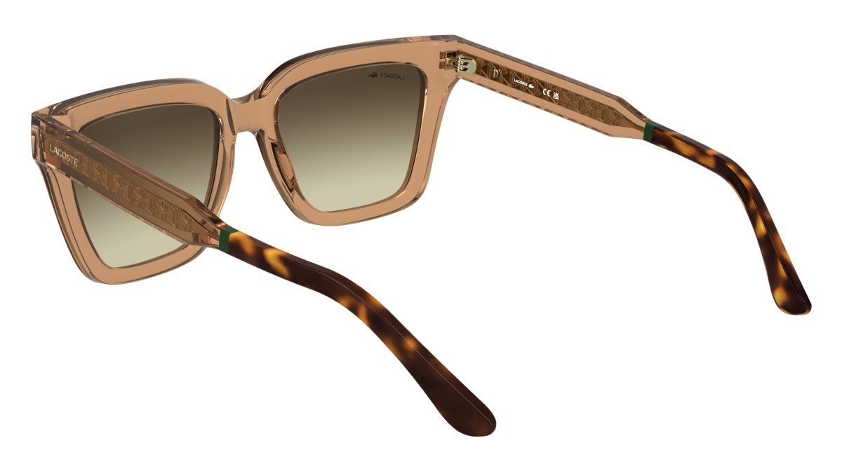 Sunglasses Lacoste L6063S (204) color transparent brick shape rectangle lenses gradient brown light nude