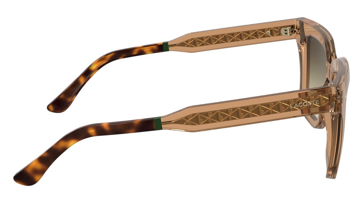 Sunglasses Lacoste L6063S (204) color transparent brick shape rectangle lenses gradient brown light nude